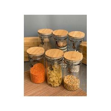 Bambum Mada 3 Adet 1300 ml 3 Adet 1700 ml 6'lı Kelepçeli Vakumlu Boroslikat Cam Set