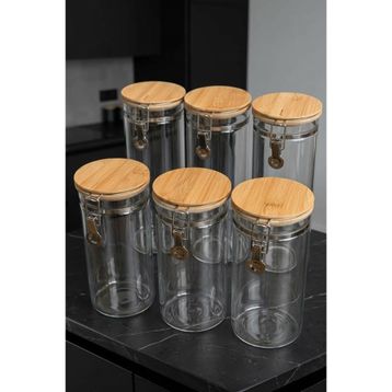 Bambum Mada 3 Adet 1300 ml 3 Adet 1700 ml 6'lı Kelepçeli Vakumlu Boroslikat Cam Set