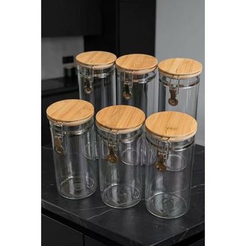 Bambum Mada 3 Adet 1300 ml 3 Adet 1700 ml 6'lı Kelepçeli Vakumlu Boroslikat Cam Set