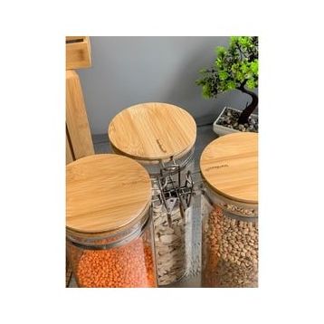 Bambum Mada Kelepçeli Vakumlu 1300 ml 20 cm 3'lü Boroslikat Cam Set