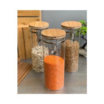 Bambum Mada Kelepçeli Vakumlu 1300 ml 20 cm 6'lı Boroslikat Cam Seti