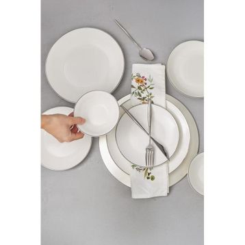 Bambum Naz Beyaz Platin 24 Parça Yemek Takımı