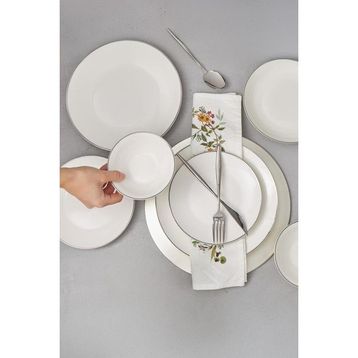 Bambum Naz Beyaz Platin 24 Parça Yemek Takımı