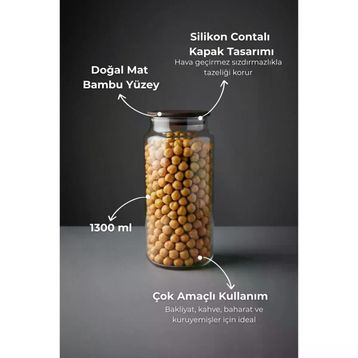 Bambum Nero Zone 1300 ml Cam Saklama Kabı