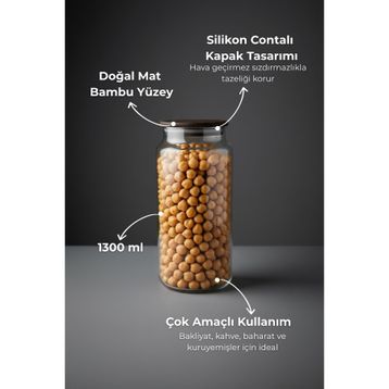 Bambum Nero Zone 1300 ml Cam Saklama Kabı