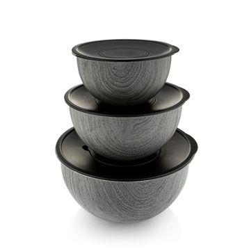 Bambum Rose Wood Antrasit 3'lü Metal Karıştırma Kabı