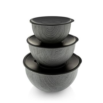 Bambum Rose Wood Antrasit 3'lü Metal Karıştırma Kabı