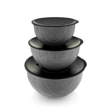 Bambum Rose Wood Antrasit 3'lü Metal Karıştırma Kabı