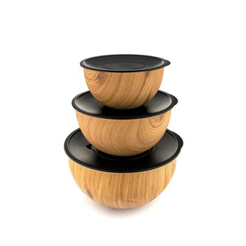 Bambum Rose Wood Kahverengi 3'lü Metal Karıştırma Kabı