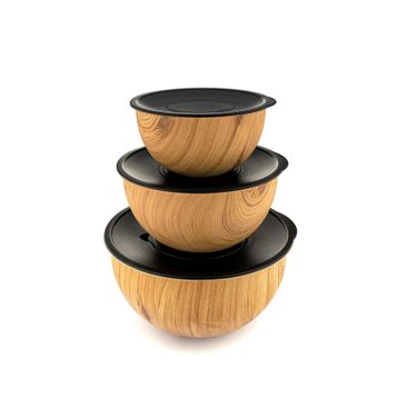 Bambum Rose Wood Kahverengi 3'lü Metal Karıştırma Kabı