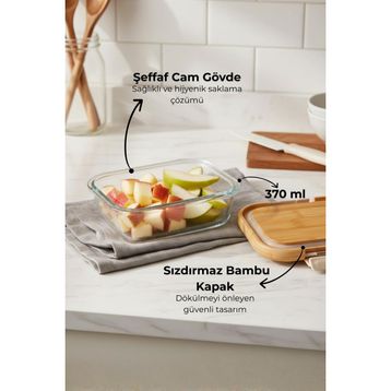 Bambum Satina Kilitli 370 ml Cam Saklama Kabı