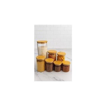 Bambum Sona 7 Parça Bambu Kapaklı Cam Saklama Kabı