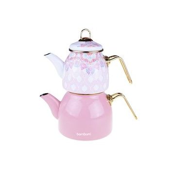 Bambum Unique Emaye Pembe Çaydanlık Takımı