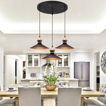 Bamyum Üçlü Salon Circle Siyah Avize