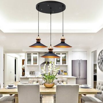 Bamyum Üçlü Salon Circle Siyah Avize