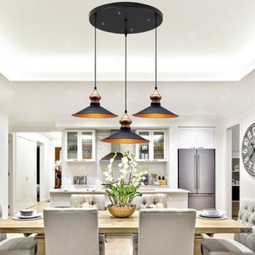 Bamyum Üçlü Salon Circle Siyah Avize