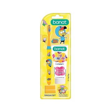 Banat Kral Şakir 5+ Yaş Sarı Yumuşak Diş Fırçası + 25 ml Diş Macunu Set