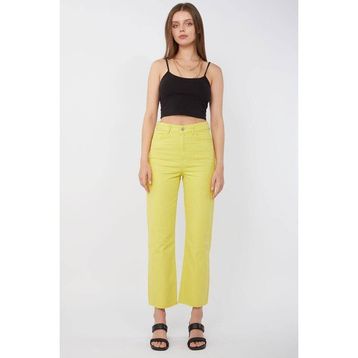 Banny Jeans Fıstık Yeşili Kadın Basic Paçası Kesik Jean Pantolon