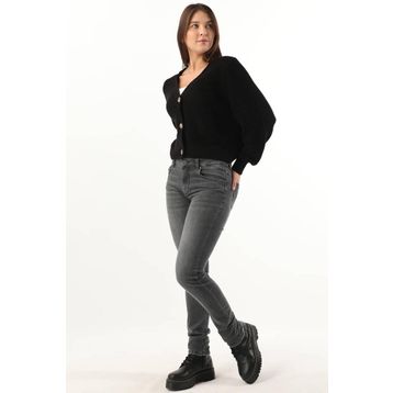 Banny Jeans Kadın Koyu Gri Orta Bel Düz Dar Kesim Jean Pantolon