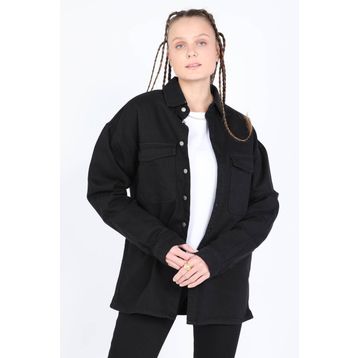 Banny Jeans Siyah Kadın Oversize Jean Gömlek