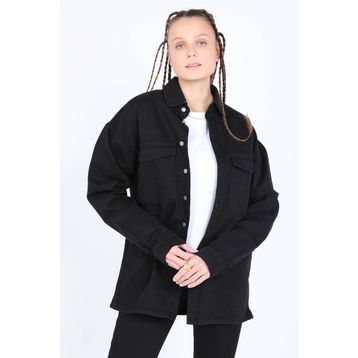Banny Jeans Siyah Kadın Oversize Jean Gömlek