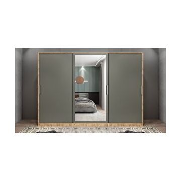 Baramolife GRI10 Işıltı Sürgülü Çam Antrasit 208 cm Gardrop
