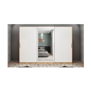 Baramolife GRI9 Işıltı Sürgülü Çam Beyaz 240 cm Gardrop