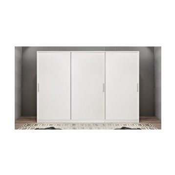 Baramolife GRİE1 Eko Işıltı Sürgülü Beyaz 270 cm Gardrop