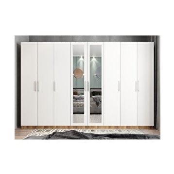 Baramolife GSL10 Life Sekiz Kapaklı Ceviz Beyaz 360 cm Gardrop
