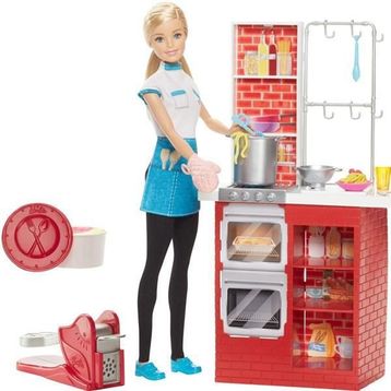 Barbie DMC36 Makarna Şefi ve Mutfak Oyun Seti
