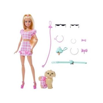 Barbie JFP36 Twinning Looks Uyumlu Dostlar Sarı Saçlı Bebek ve Köpekçiği