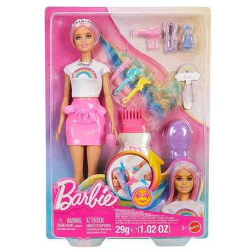 Barbie JJP07 Sarı Saçlı Gökkuşağı Saçlar Bebeği