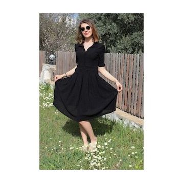 Barbora 208 Günlük Yazlık Ofis Siyah Kadın Elbise
