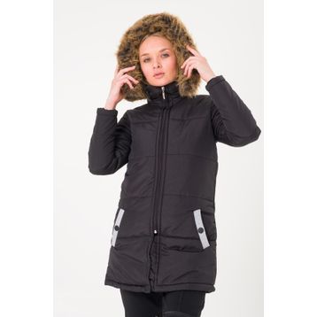 Barbora 7112 Kışlık Kürk Yaka Siyah Şişme Kadın Mont