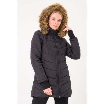 Barbora BT121SIYAH3 Kışlık Eldivenli Kapüşonu Kürklü Kadın Şişme Mont