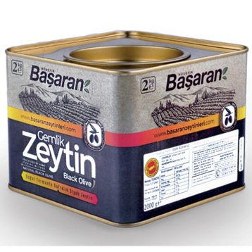 Başaran Zeytinleri 2 kg 231-260 Kalibre L Gemlik Yağlı Süper Siyah Zeytin