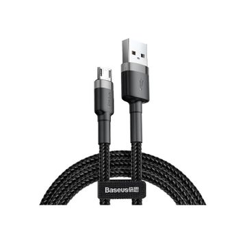 Baseus Cafule Serisi Gri Siyah 1 mt 2.4 A USB Type A & Micro USB Şarj & Data Aktarım Kablosu