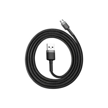 Baseus Cafule Serisi Gri Siyah 1 mt 2.4 A USB Type A & Micro USB Şarj & Data Aktarım Kablosu