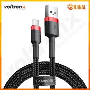 Baseus Cafule TYPE-C 2A Kırmızı-Siyah 2 m Şarj Kablosu