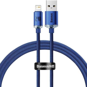 Baseus Crystal Shine 2.4 A 120 cm Mavi Lightning Şarj Kablosu