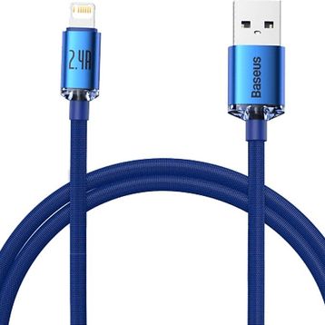 Baseus Crystal Shine Fast Charging 2.4A 1.2 m Mavi Lightning Kablo