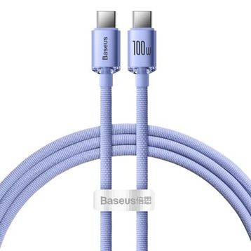 Baseus Crystal Shine Mor 100 W 120 cm PD Type-C Şarj Kablosu
