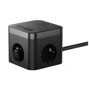 Baseus E00066400117-00 Pow Cube 7 Port 1.5 m 30W Siyah Şarj Adaptörü
