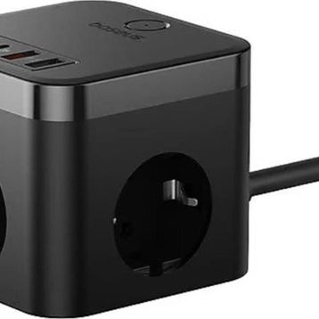 Baseus E00066400117-00 Pow Cube 7 Port 1.5 m 30W Siyah Şarj Adaptörü
