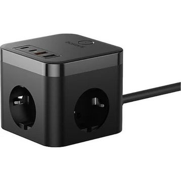 Baseus E00066400117-00 Pow Cube 7 Port 1.5 m 30W Siyah Şarj Adaptörü