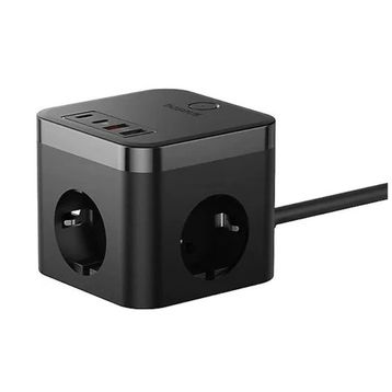 Baseus E00066400117-00 Pow Cube 7 Port 1.5 m 30W Siyah Şarj Adaptörü