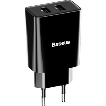 Baseus Speed Mini Dual Tzccfs-R01 10.5 W 2.4 A Lightning Kablolu Siyah Seyehat Şarj Seti