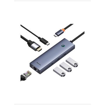 Baseus Ultra Joy Uzay Gri 6 in 1 Multifonksiyonal Type-C Hub Dock Station