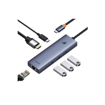 Baseus Ultra Joy Uzay Gri 6 in 1 Multifonksiyonal Type-C Hub Dock Station