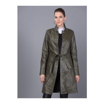 Basics&More B3034 Kadın Haki Deri Ceket